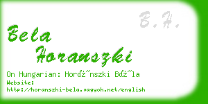 bela horanszki business card